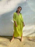 MALA handworks Skye Double Gauze Cotton Midi Kaftan in Light Green