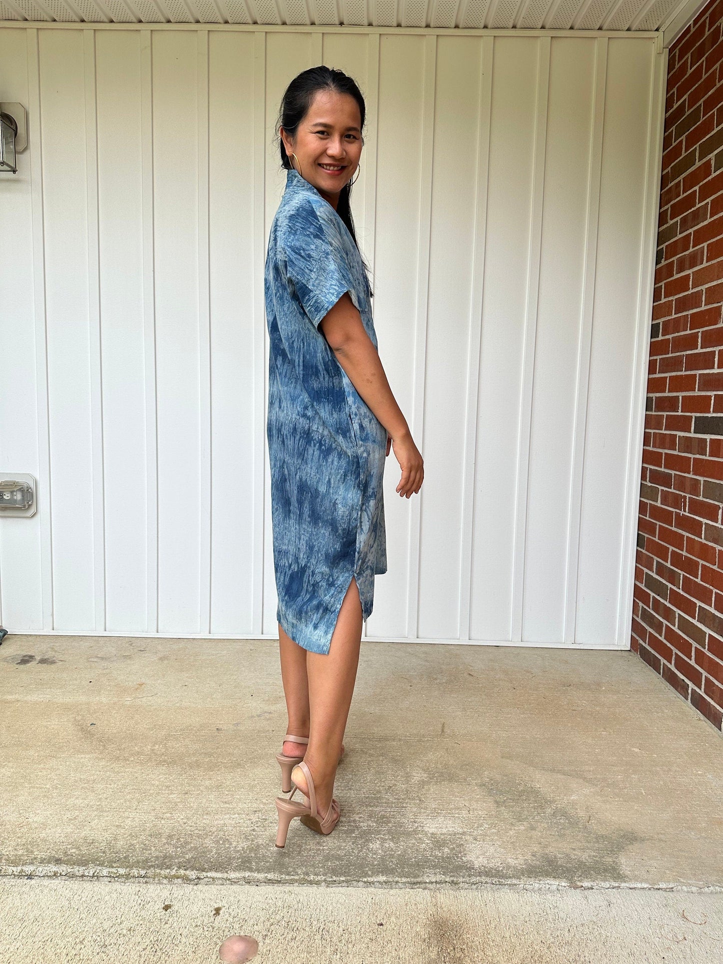 MALA handworks Uma Hand Painted with Natural Dye Double Gauze Cotton Dress