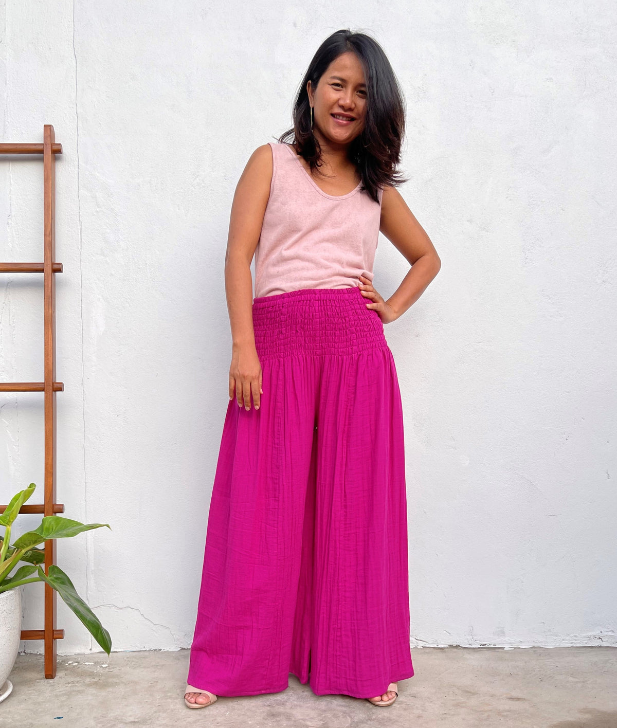 MALA handworks Veda Wide Leg Pants in Fuchsia