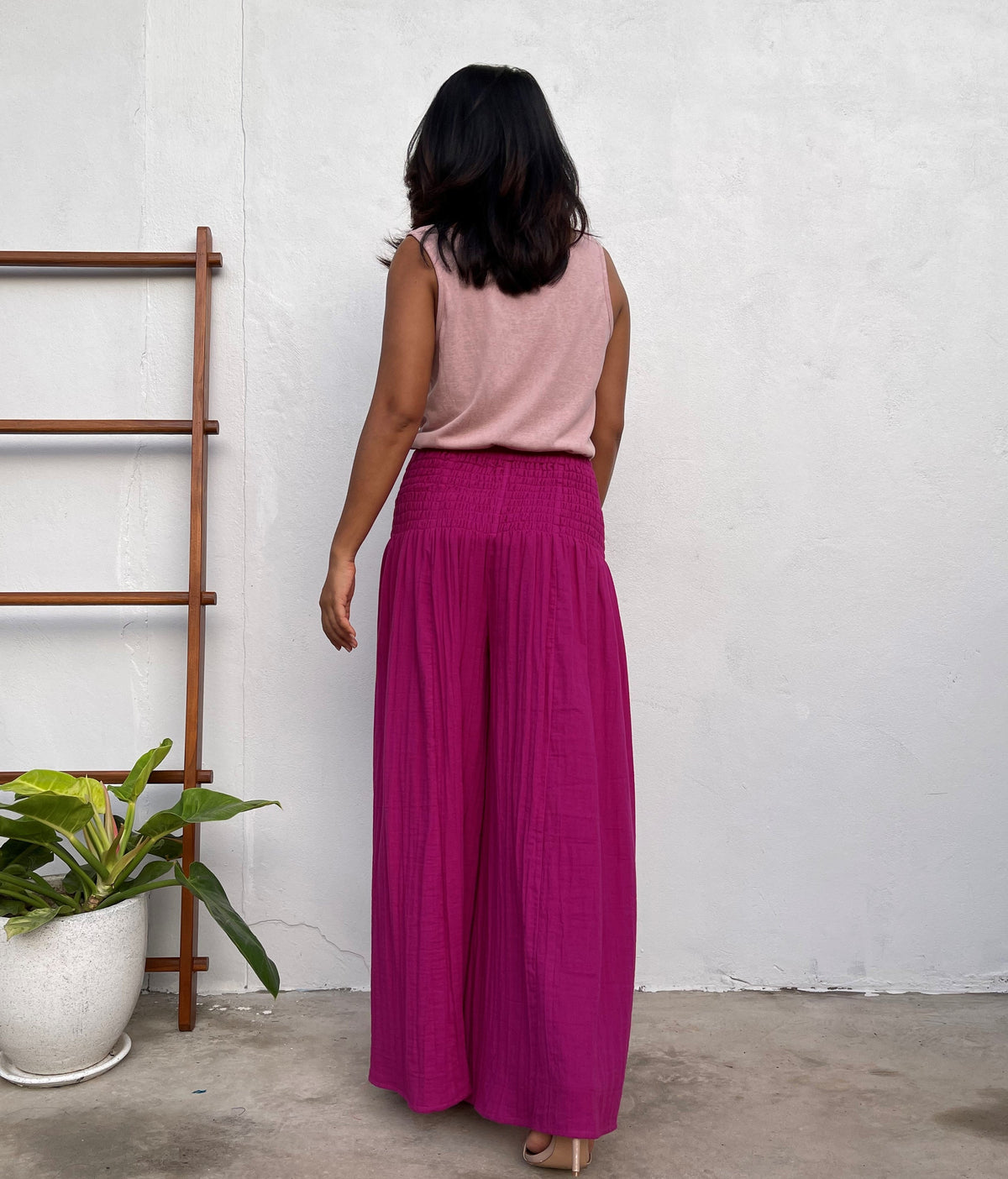 MALA handworks Veda Wide Leg Pants in Fuchsia
