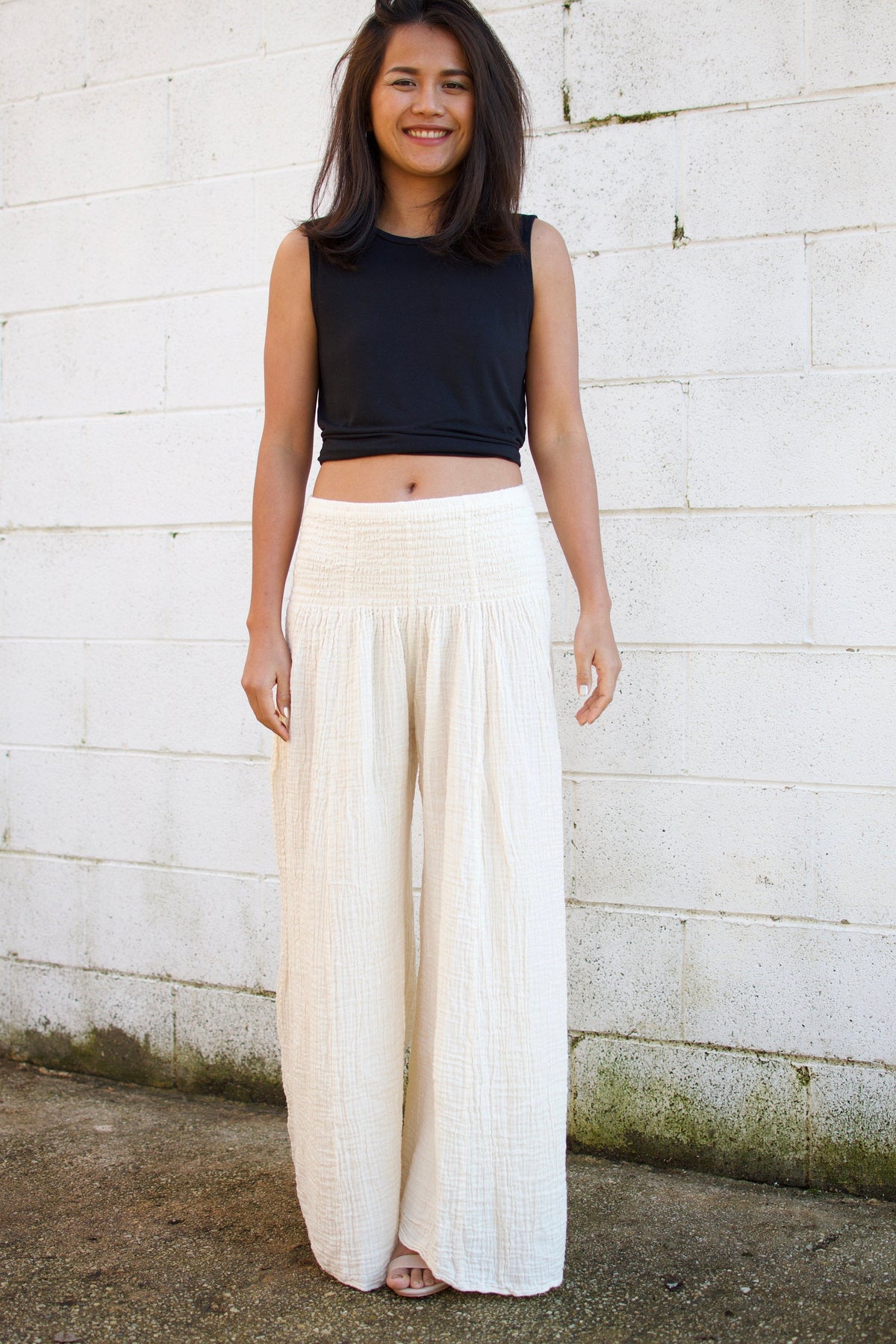MALA handworks Veda Wide Leg Pants in Natural White
