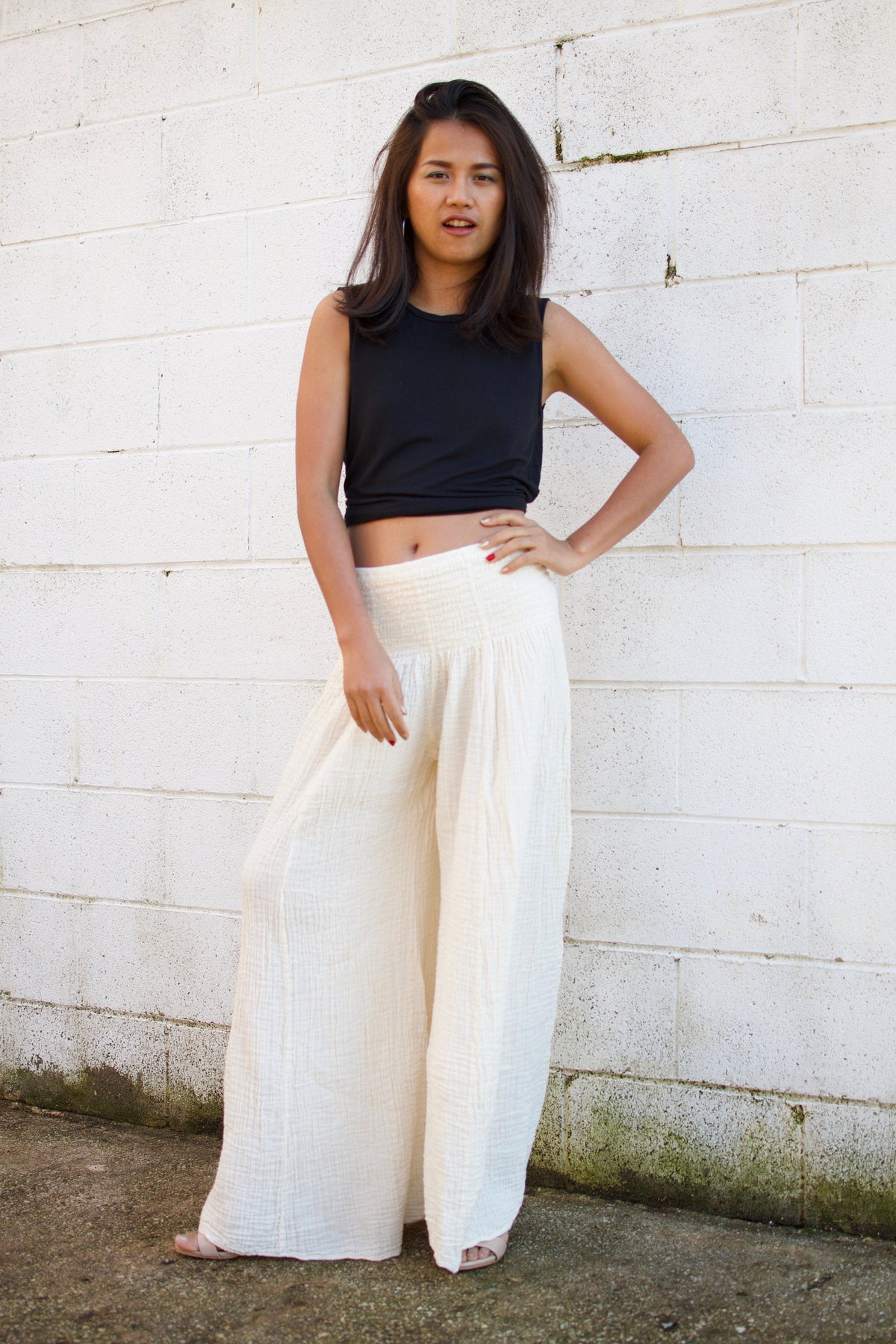 MALA handworks Veda Wide Leg Pants in Natural White