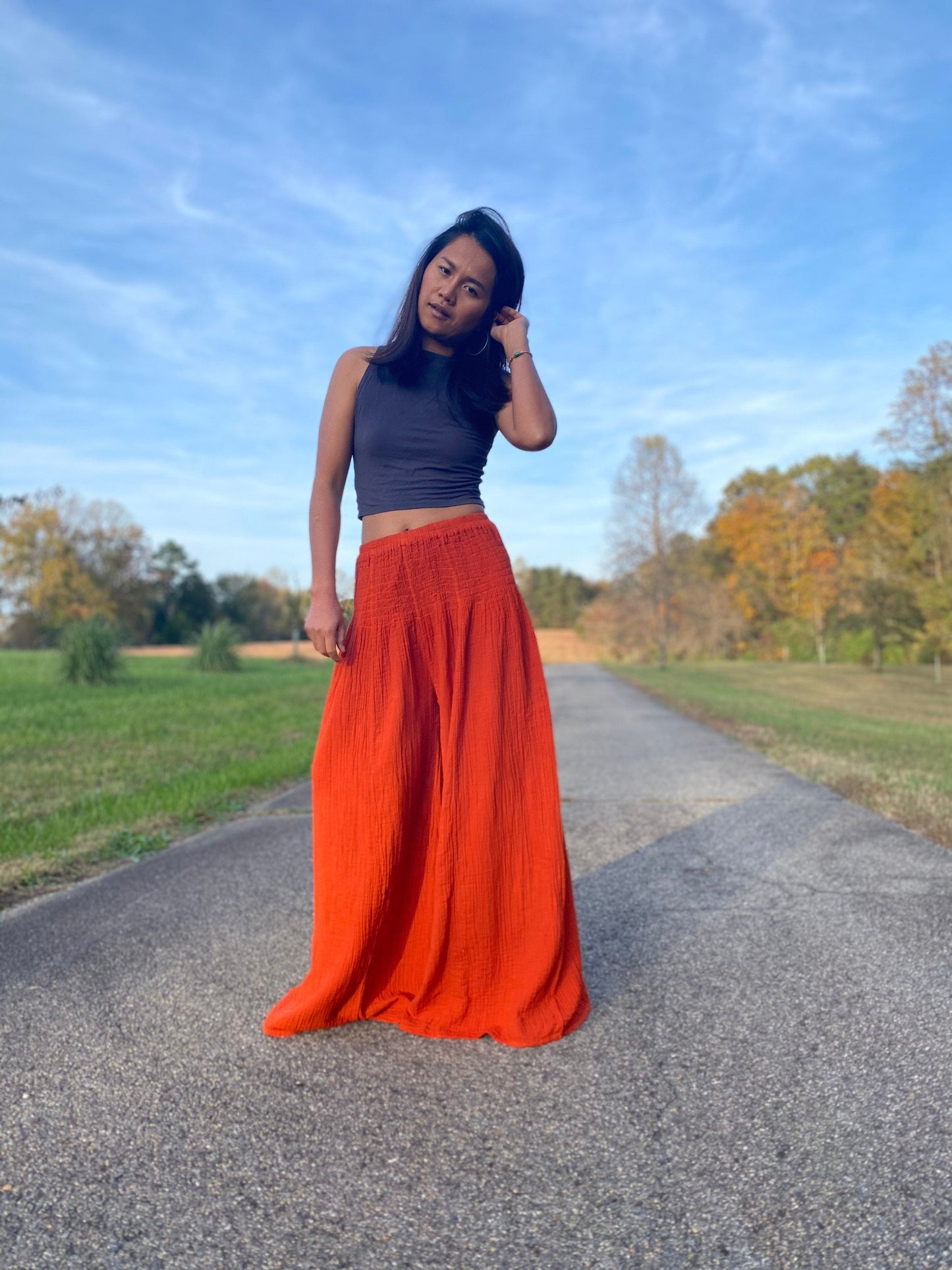 MALA handworks Veda Wide Leg Pants in Orange