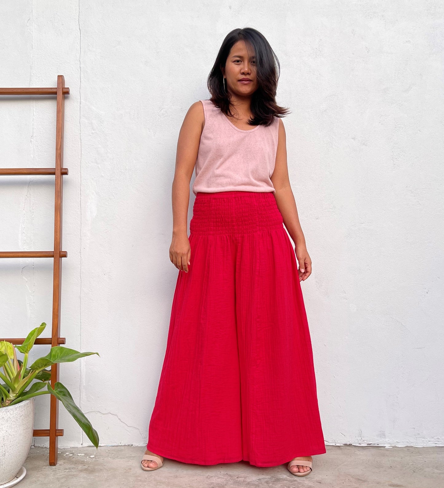 MALA handworks Veda Wide Leg Pants in Red