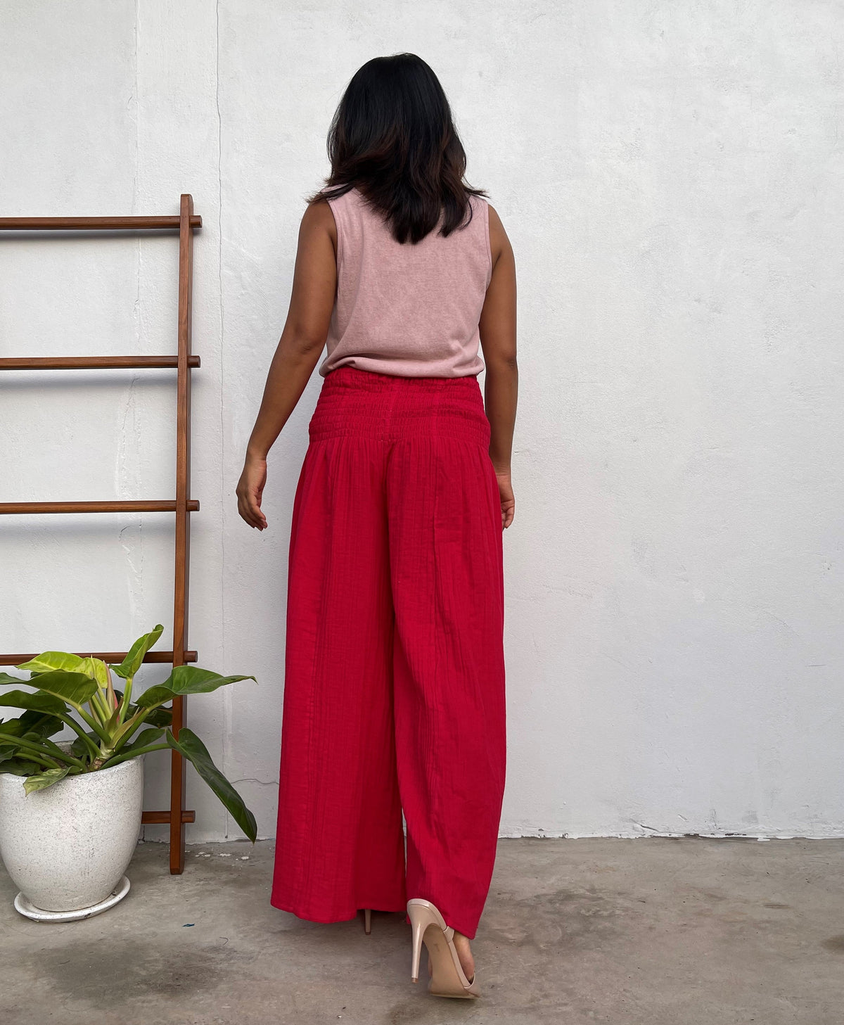 MALA handworks Veda Wide Leg Pants in Red