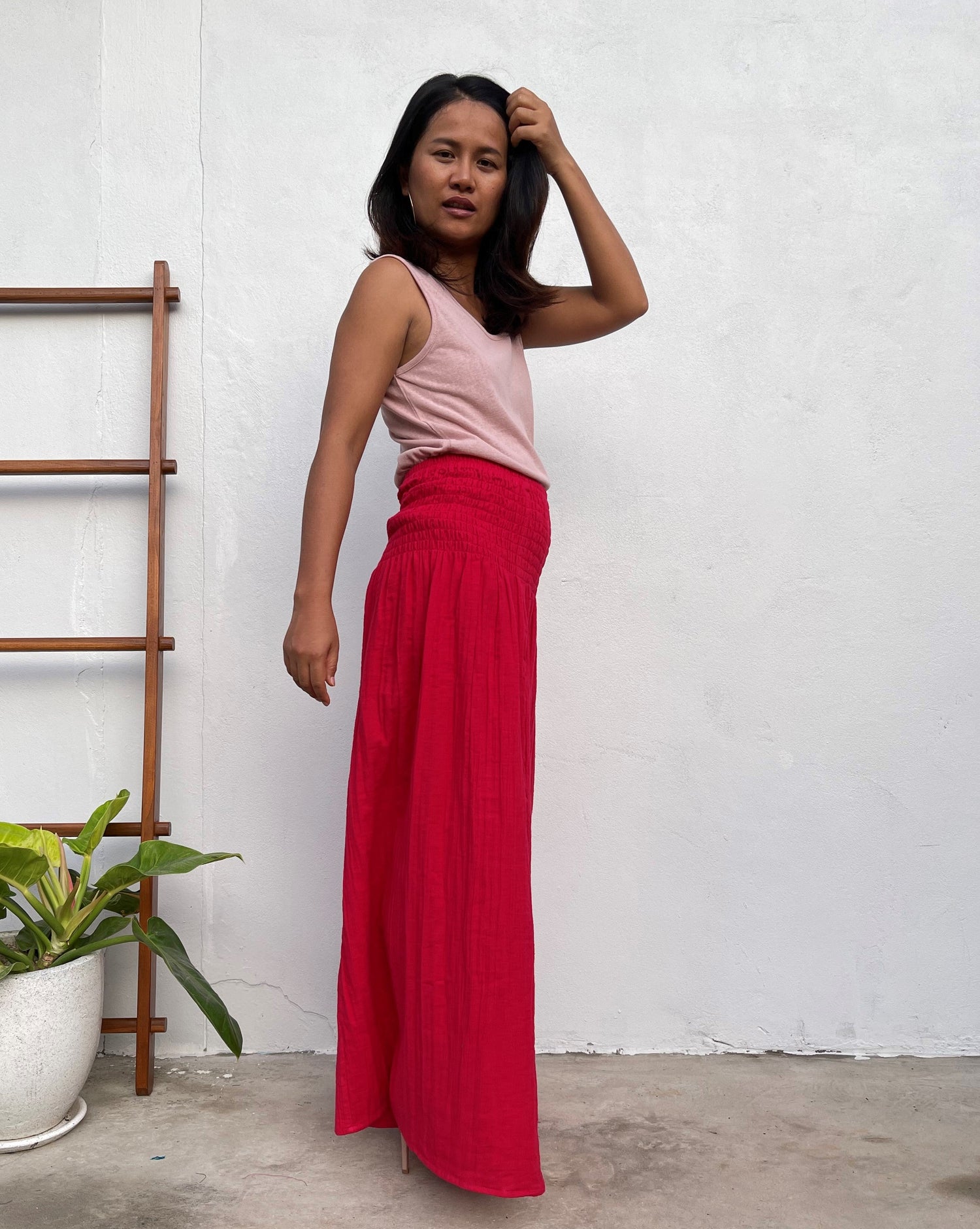 MALA handworks Veda Wide Leg Pants in Red