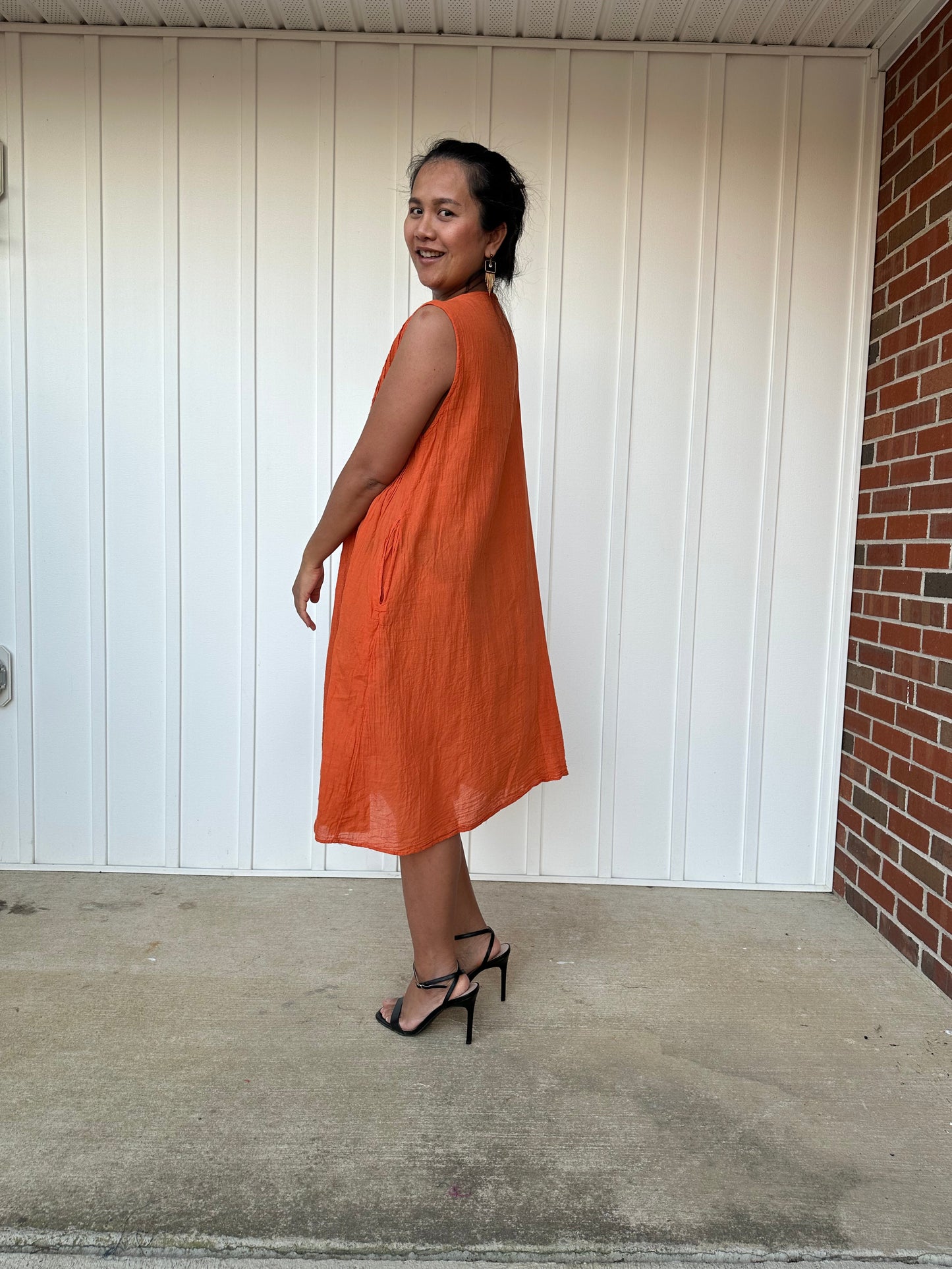 MALA handworks Wowwa Mini dress in Orange and Hand Crochet