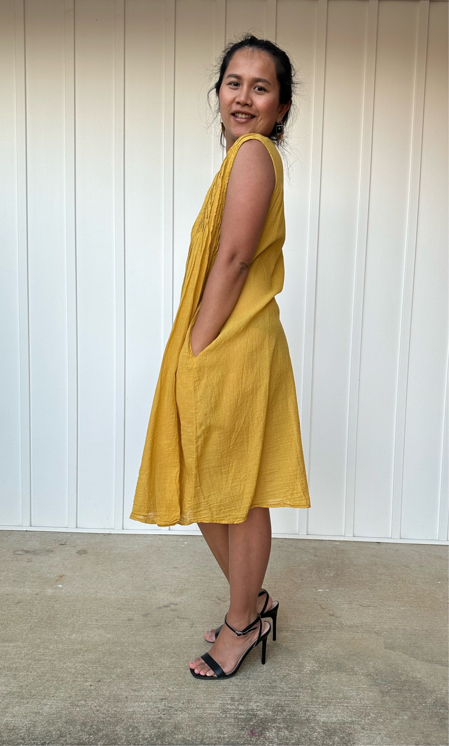 MALA handworks Wowwa Mini dress in Yellow and Hand Crochet