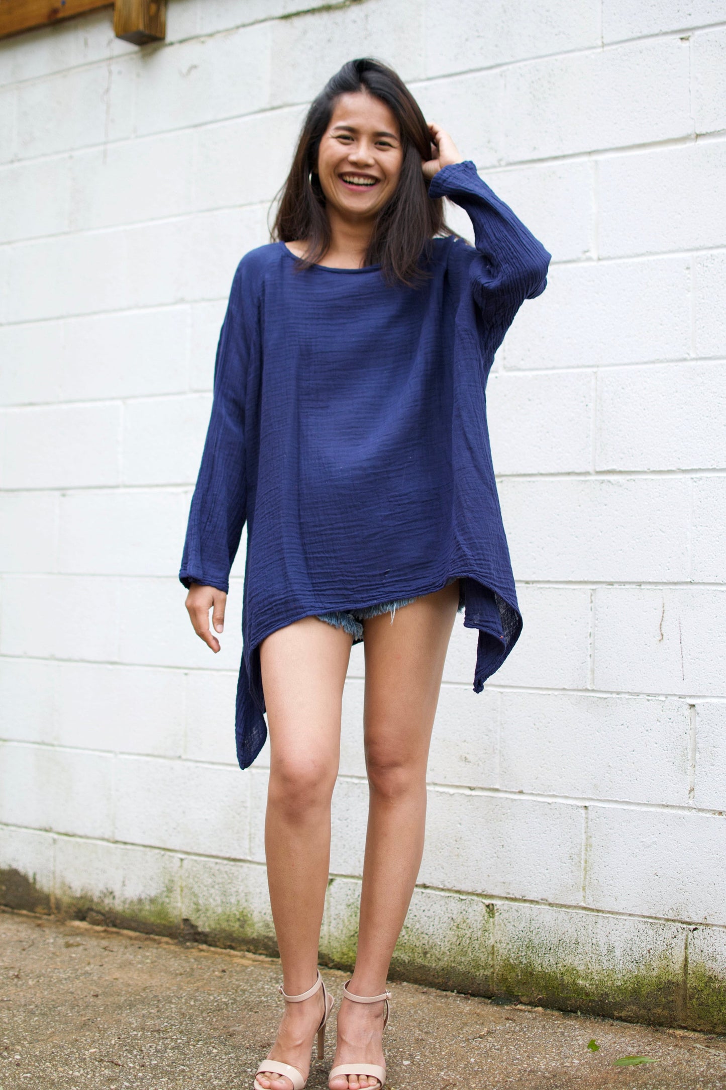 MALA handworks Xia Long Blouse in Indigo Blue