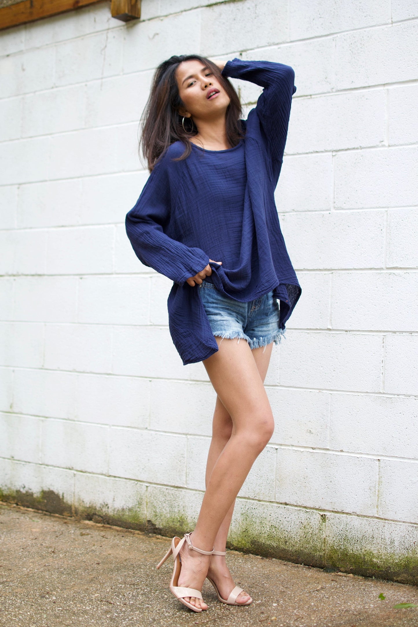 MALA handworks Xia Long Blouse in Indigo Blue