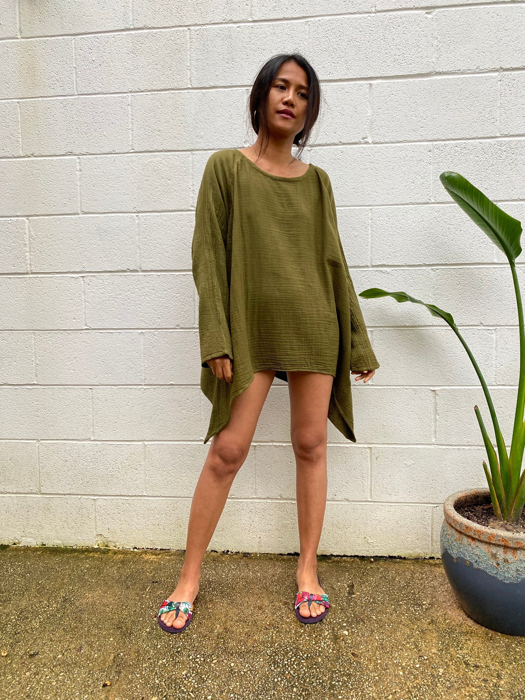 MALA handworks Xia Long Blouse in Olive Green