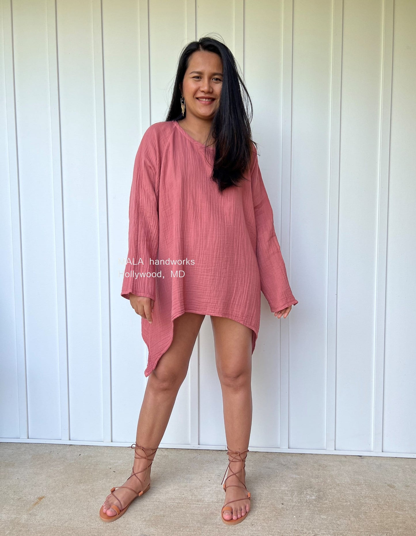 MALA handworks Xia Long Blouse in Salmon Pink