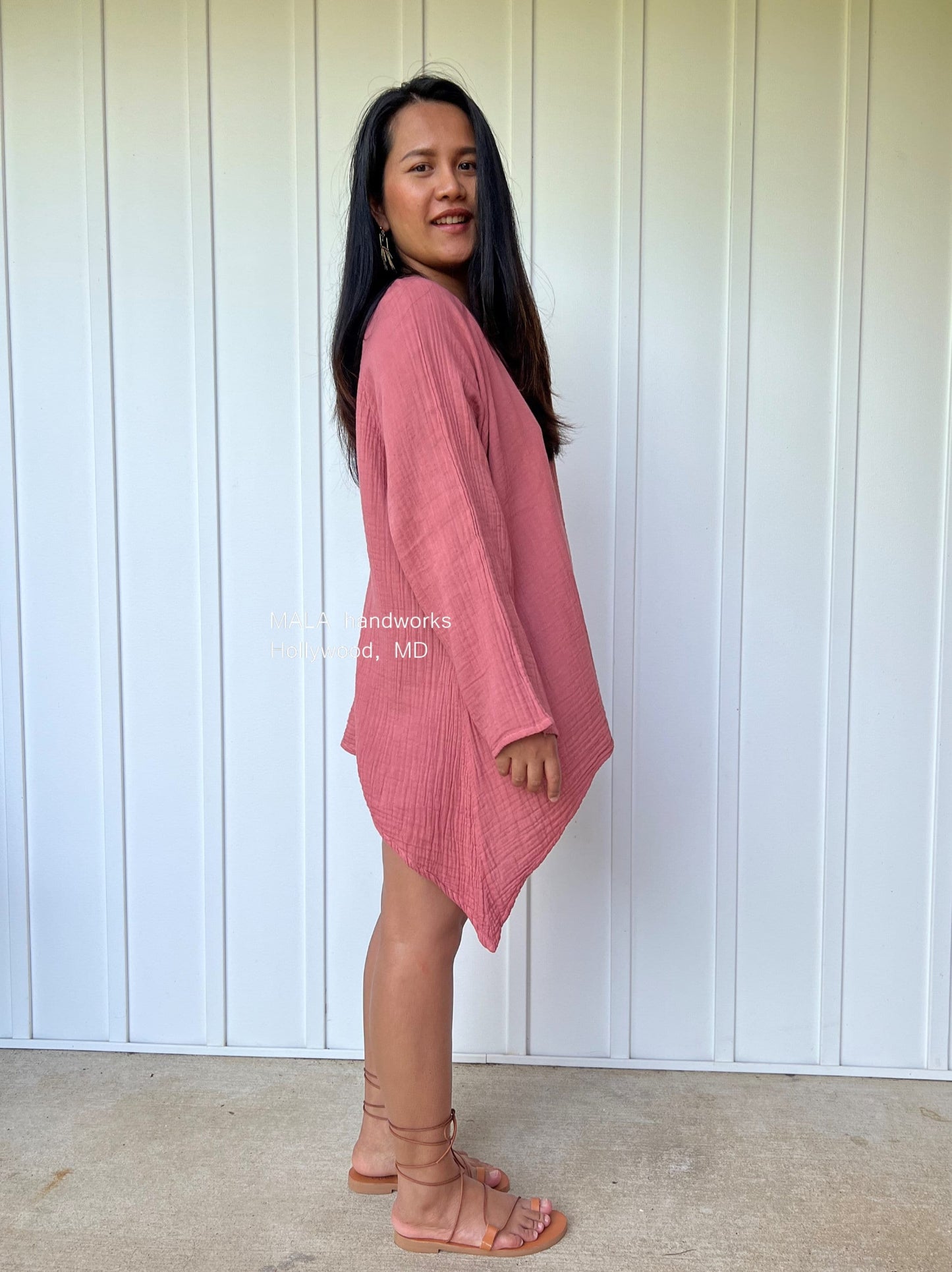 MALA handworks Xia Long Blouse in Salmon Pink