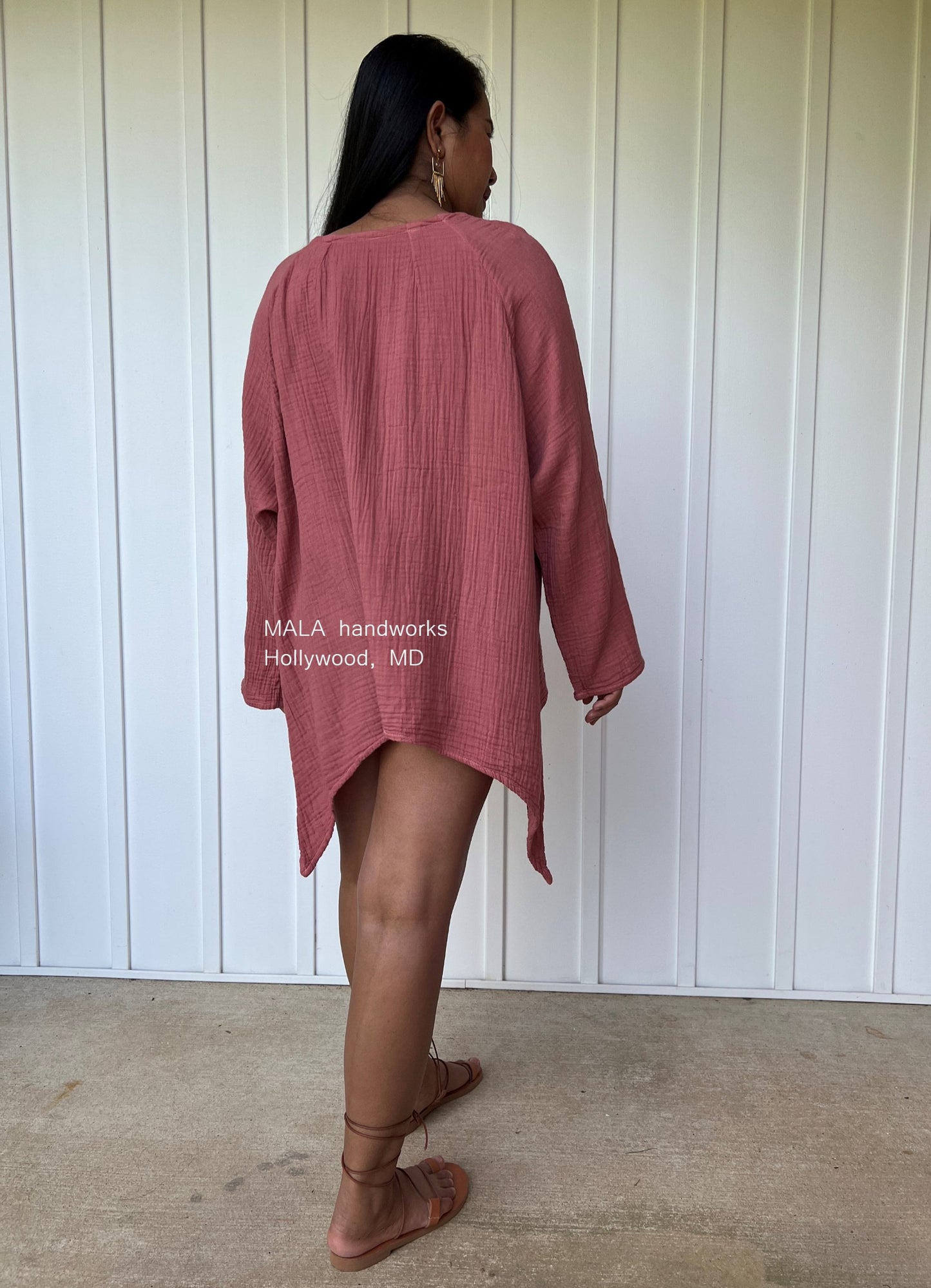 MALA handworks Xia Long Blouse in Salmon Pink
