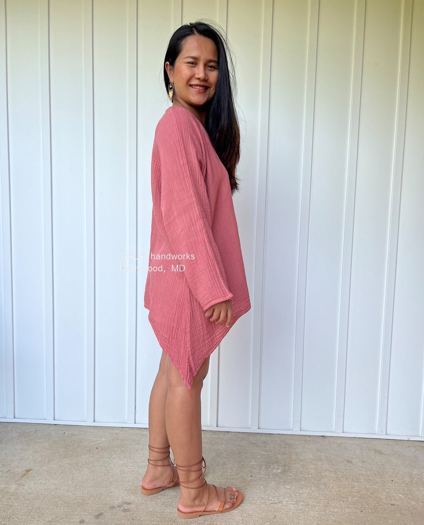 MALA handworks Xia Long Blouse in Salmon Pink