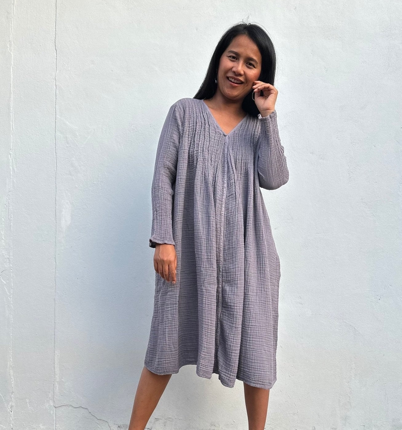 Double Gauze Cotton Dress in Flame