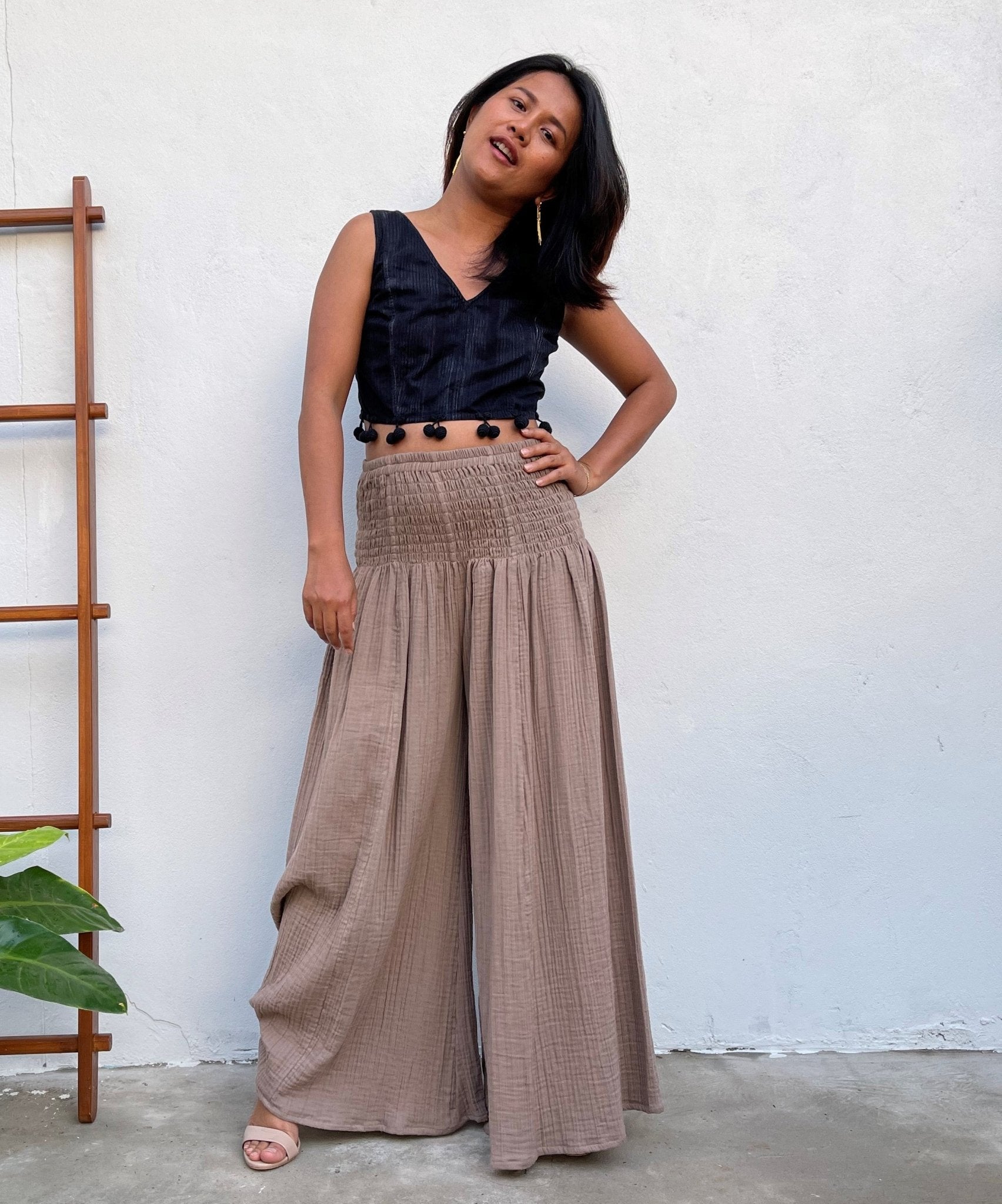 V- Double gauze cotton pants - Mala Handworks