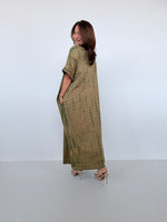 Mala Handworks Alice Jersey Cotton Kaftan in Olive Tie Dye