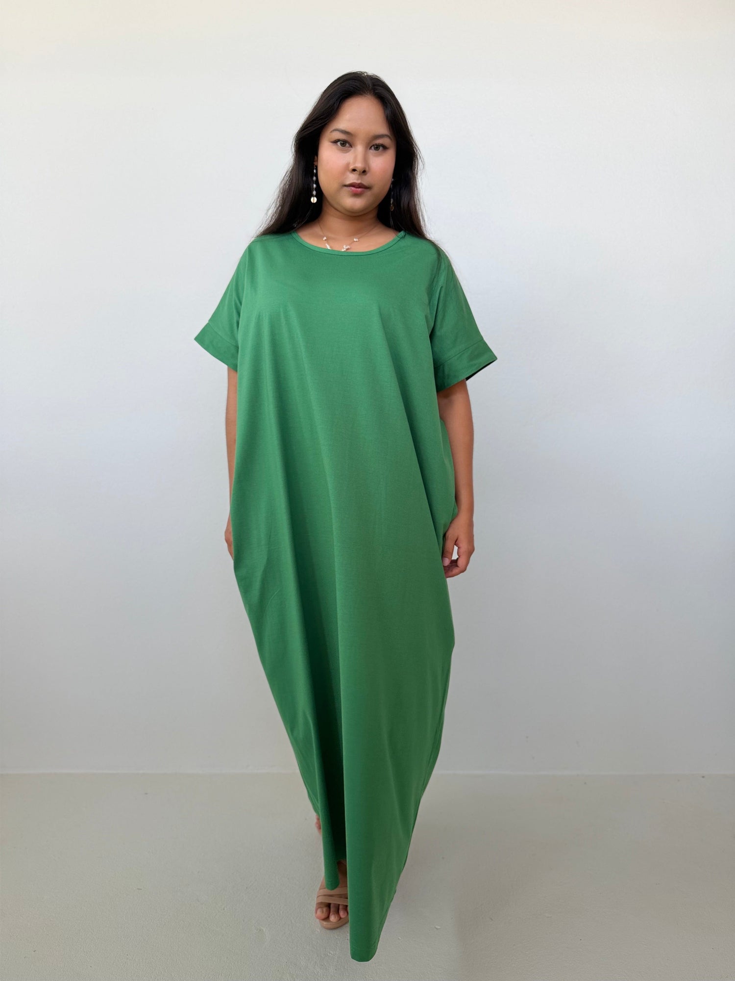 Mala Handworks Alice Jersey Cotton Kaftan in Emerald