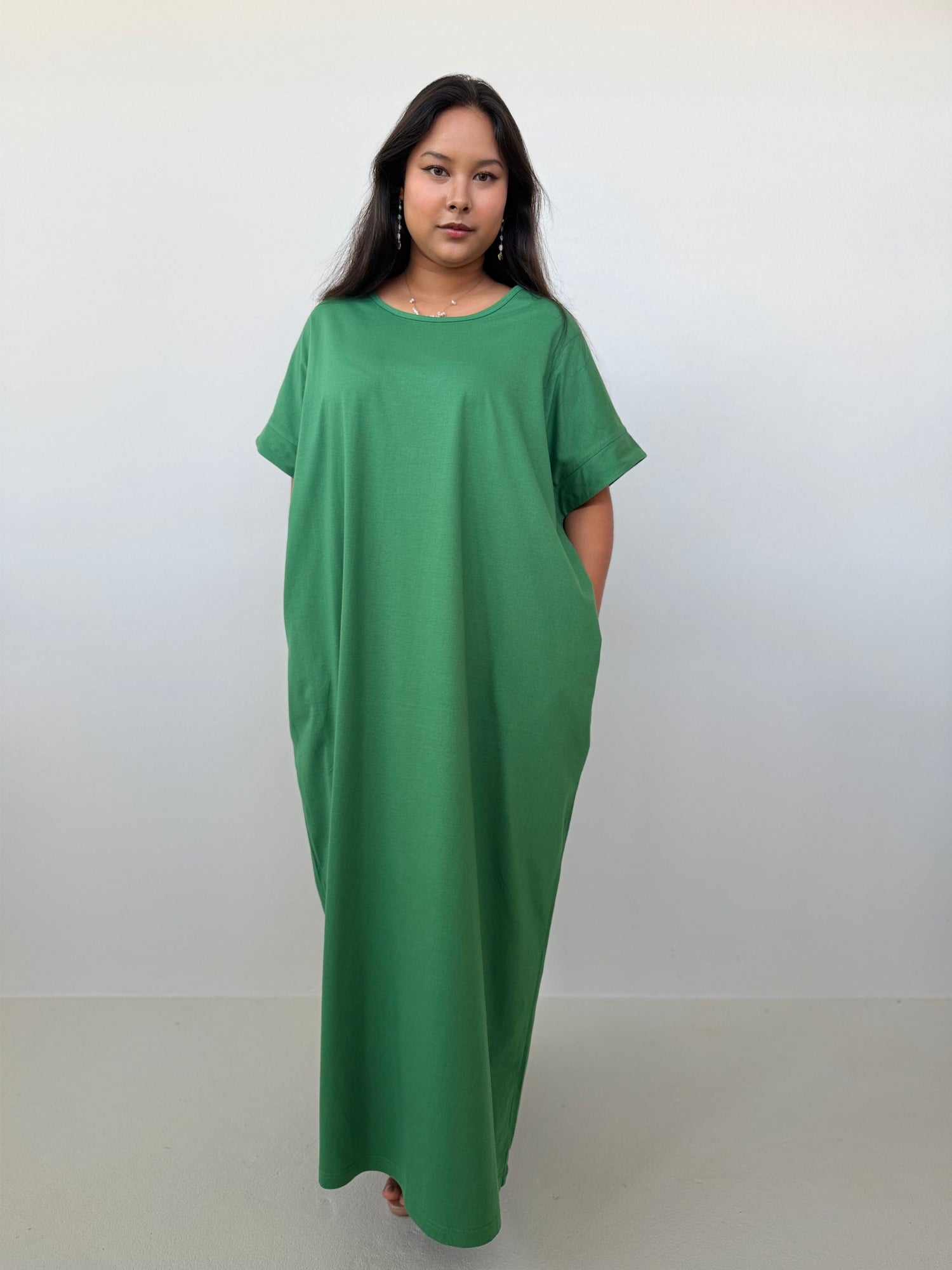 Mala Handworks Alice Jersey Cotton Kaftan in Emerald