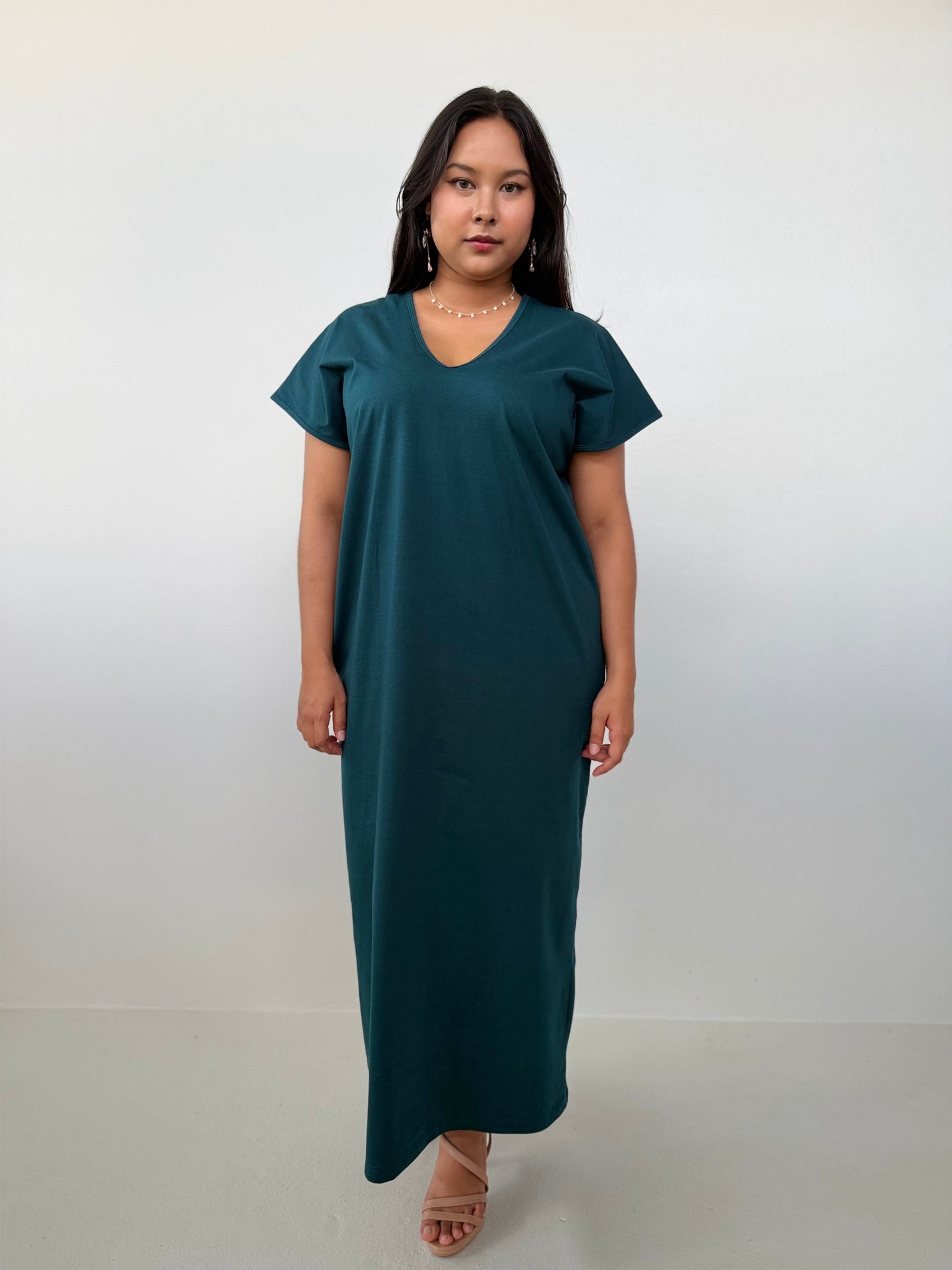 Mala Handworks Alisa Petite Cotton Kaftan in Petrol