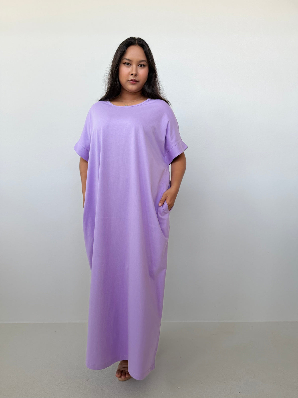 Mala Handworks Alice Jersey Cotton Kaftan in Lilac