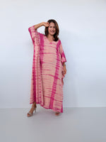 Mala Handworks Olena Cotton Kaftan in Watermelon & Peach Tie Dye