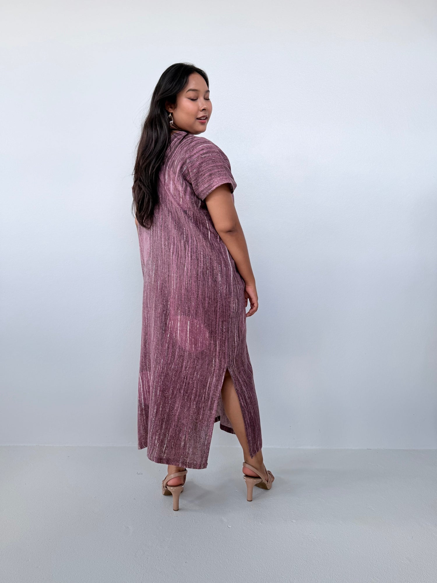 Mala Handworks Callie Petite Hand-Painted Kaftan in Mauve