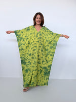 Mala Handworks Olena Cotton Kaftan in Lime Tie Dye