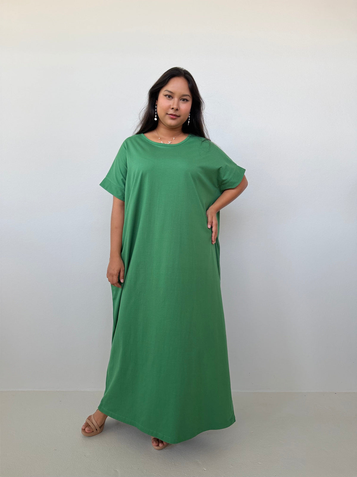 Mala Handworks Alice Jersey Cotton Kaftan in Emerald