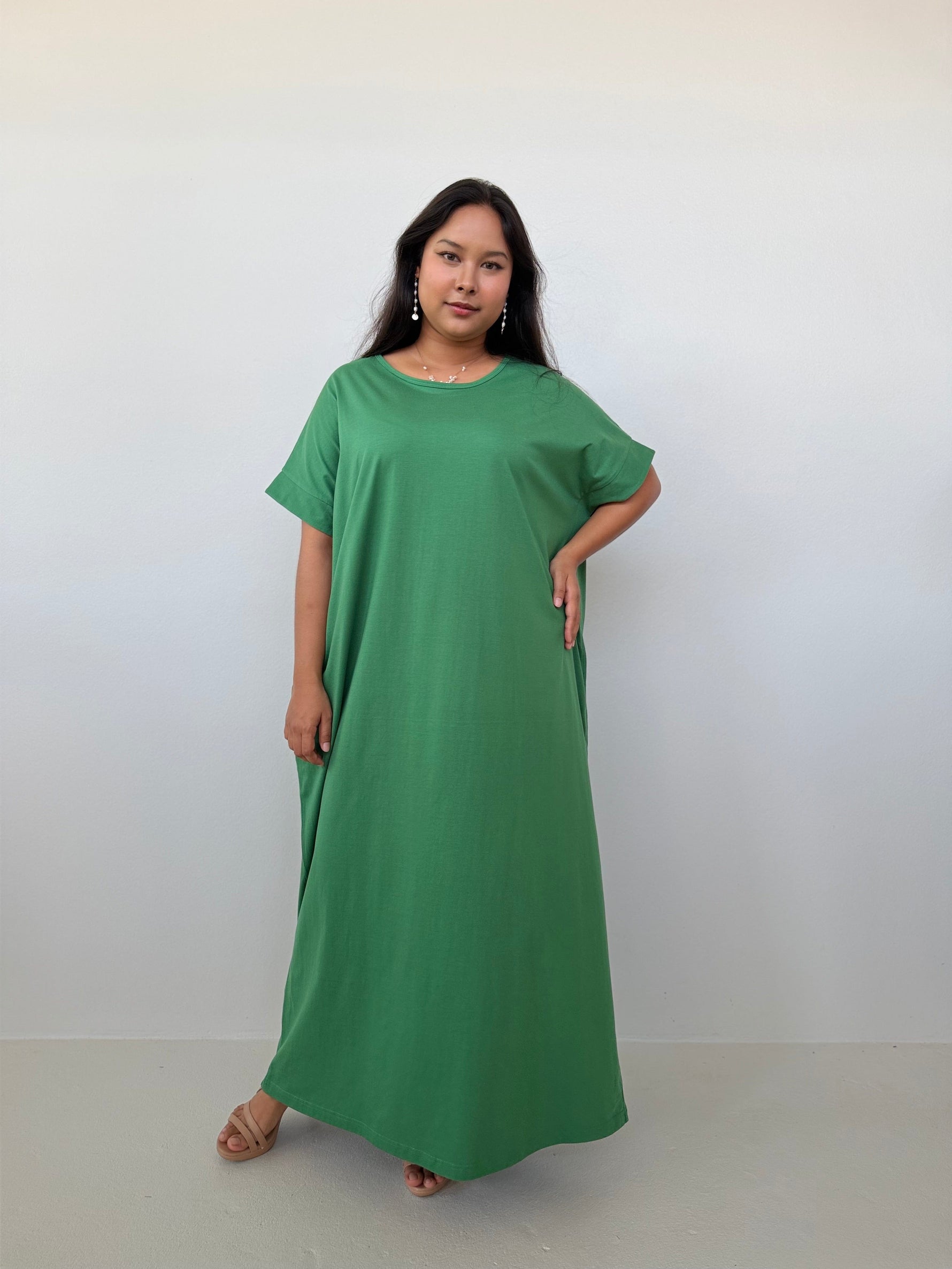 Mala Handworks Alice Jersey Cotton Kaftan in Emerald