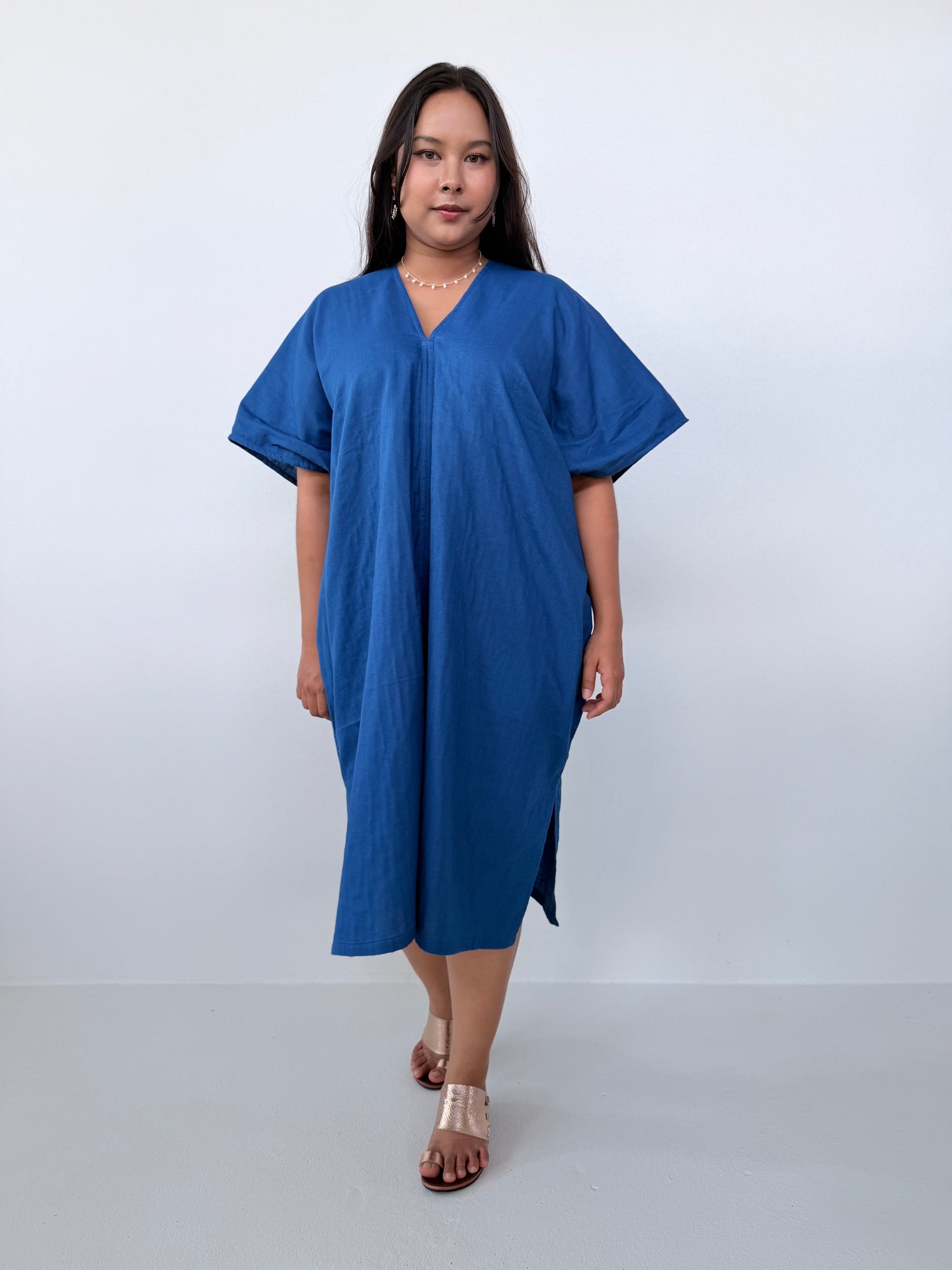Skye Cotton Kaftan in Cornflower