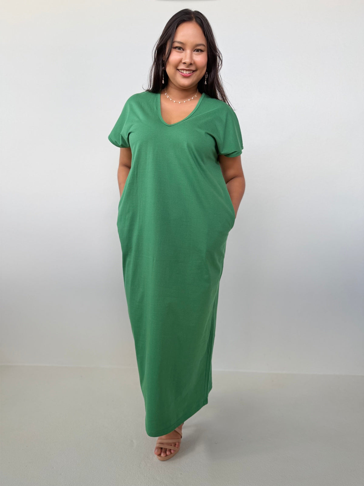 Mala Handworks Alisa Petite Cotton Kaftan in Emerald