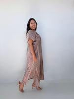 Mala Handworks Callie Petite Hand-Painted Kaftan in Mauve & Sand