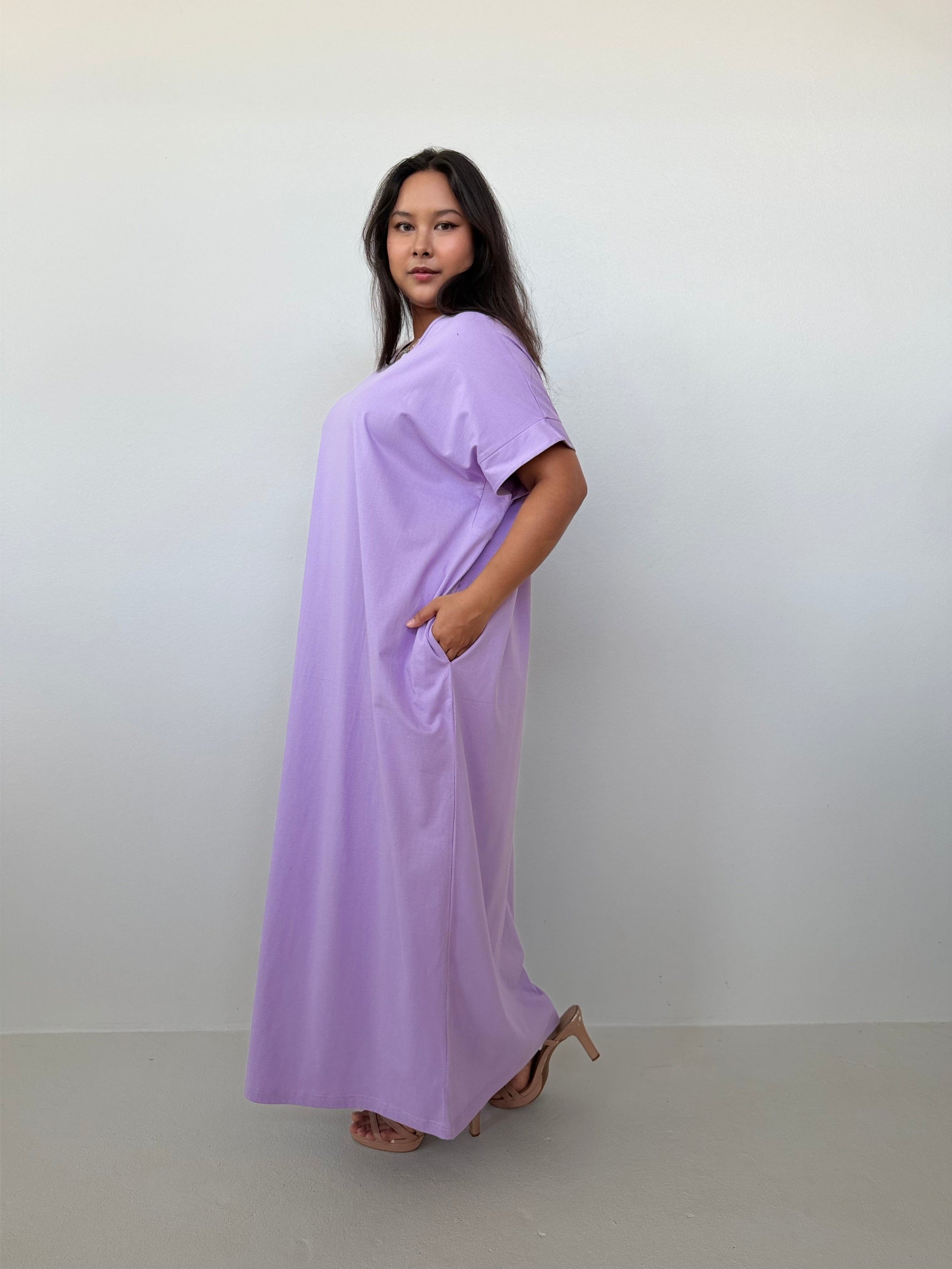 Mala Handworks Alice Jersey Cotton Kaftan in Lilac