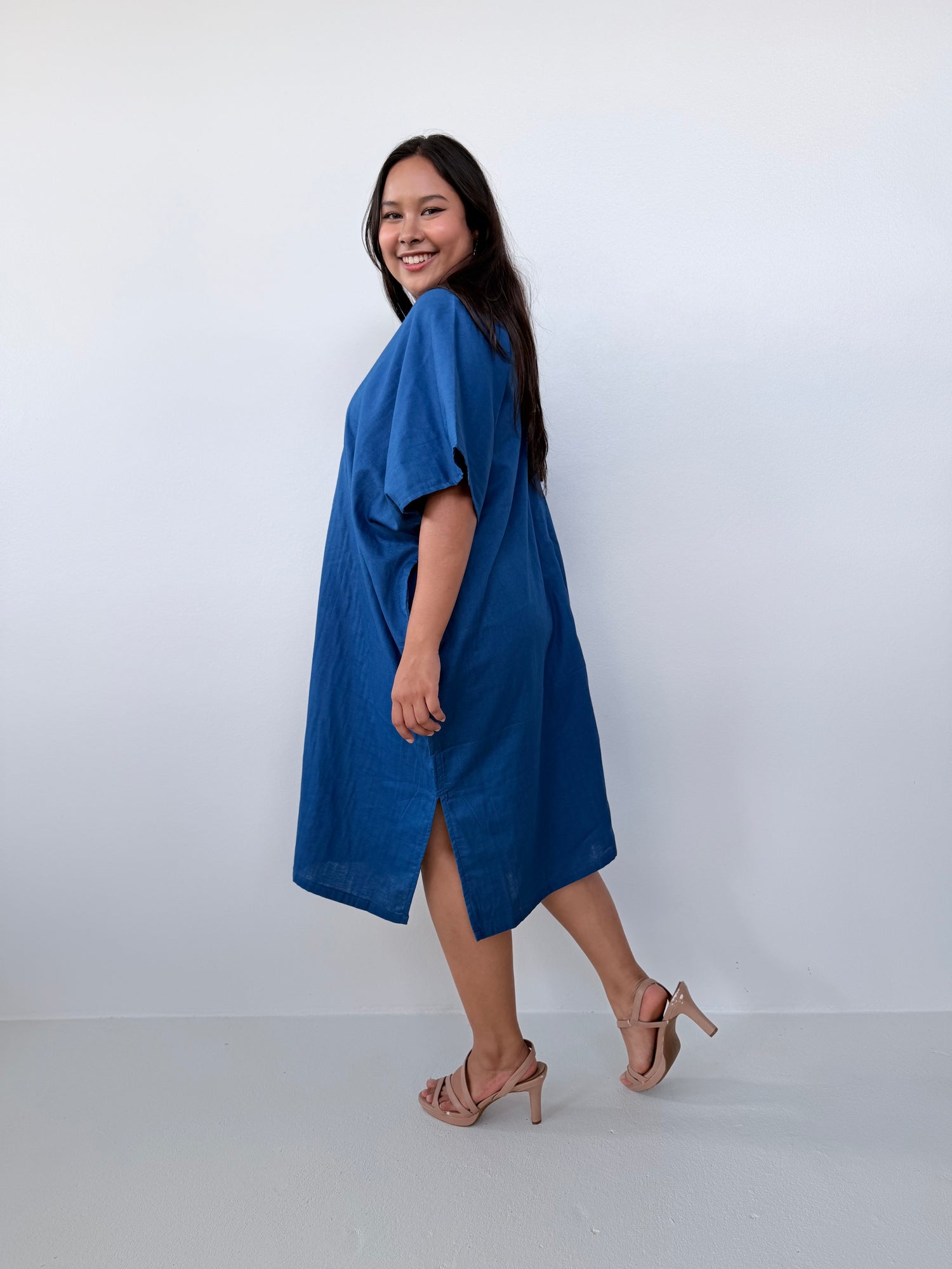 Skye Cotton Kaftan in Cornflower