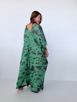 Mala Handworks Olena Cotton Kaftan in Emerald Tie Dye
