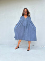 Mala Handworks Bree Double Gauze Cotton Dress in Blueberry