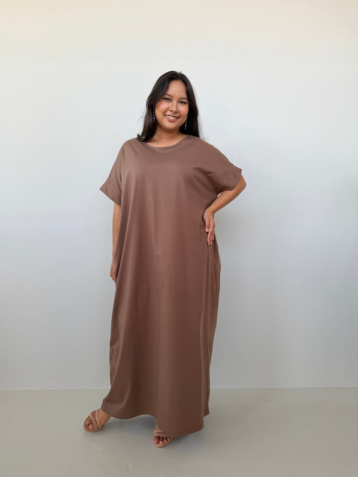 Mala Handworks Alice Jersey Cotton Kaftan in Mocha