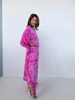 Mala Handworks Olena Cotton Kaftan in Fuchsia Tie Dye