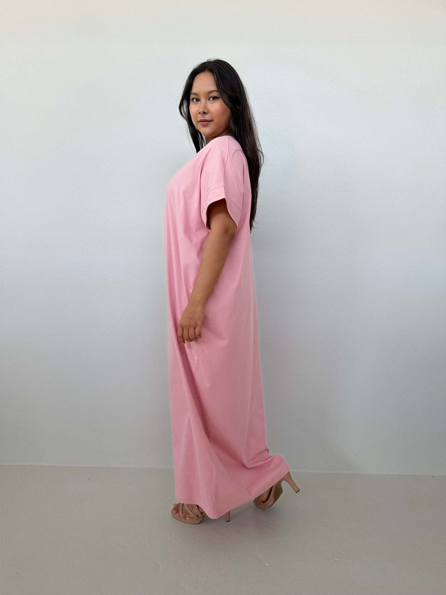 Mala Handworks Alice Jersey Cotton Kaftan in Bubblegum