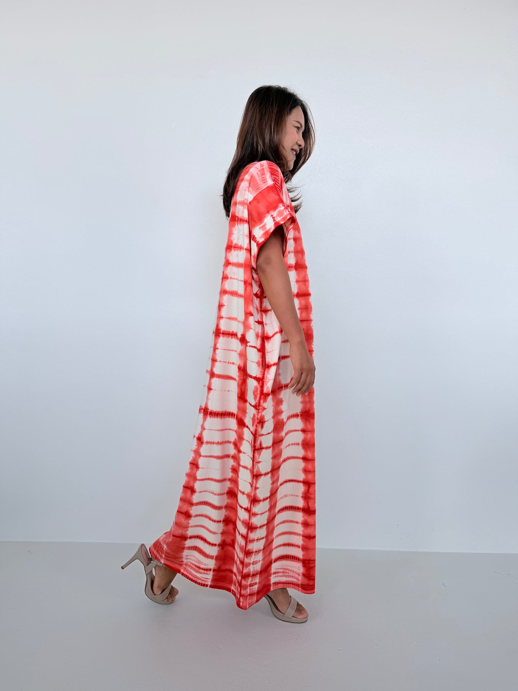 Mala Handworks Alice Jersey Cotton Kaftan in Orange Tie Dye