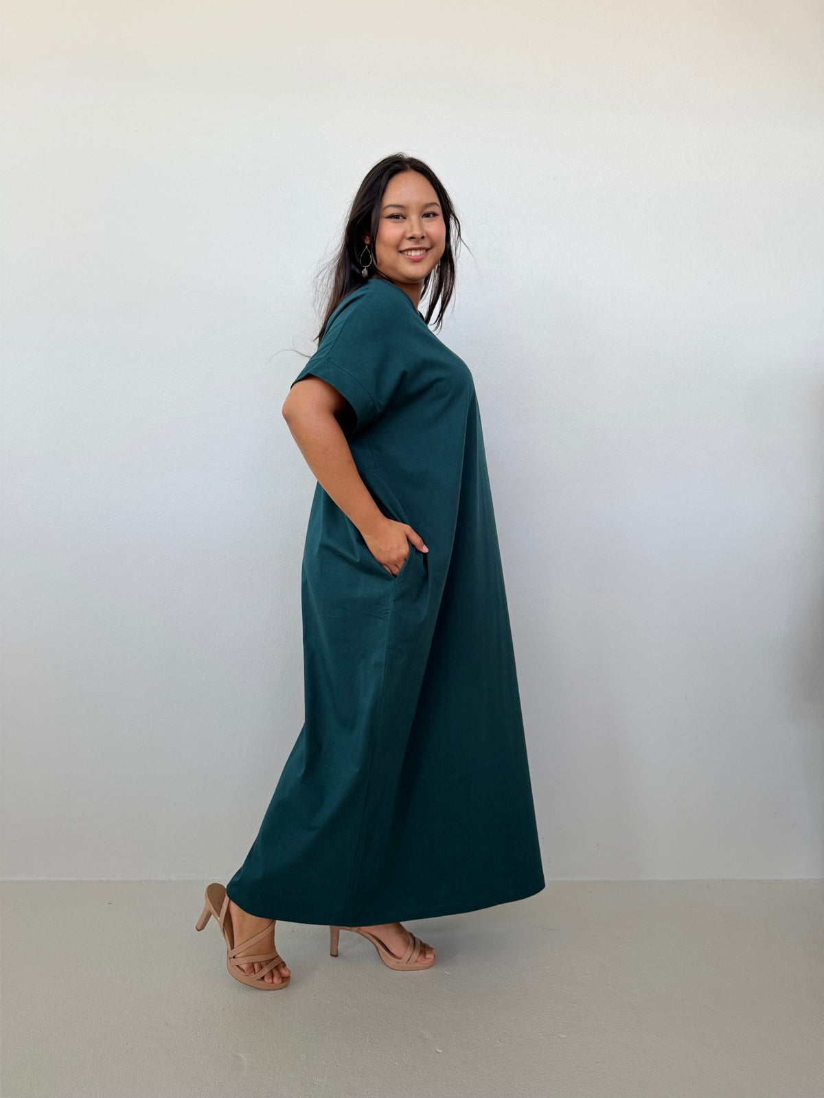 Mala Handworks Alice Jersey Cotton Kaftan in Petrol