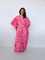 Mala Handworks Olena Cotton Kaftan in Watermelon Tie Dye