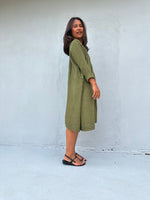 Mala Handworks Bree Double Gauze Cotton Dress in Moss Green