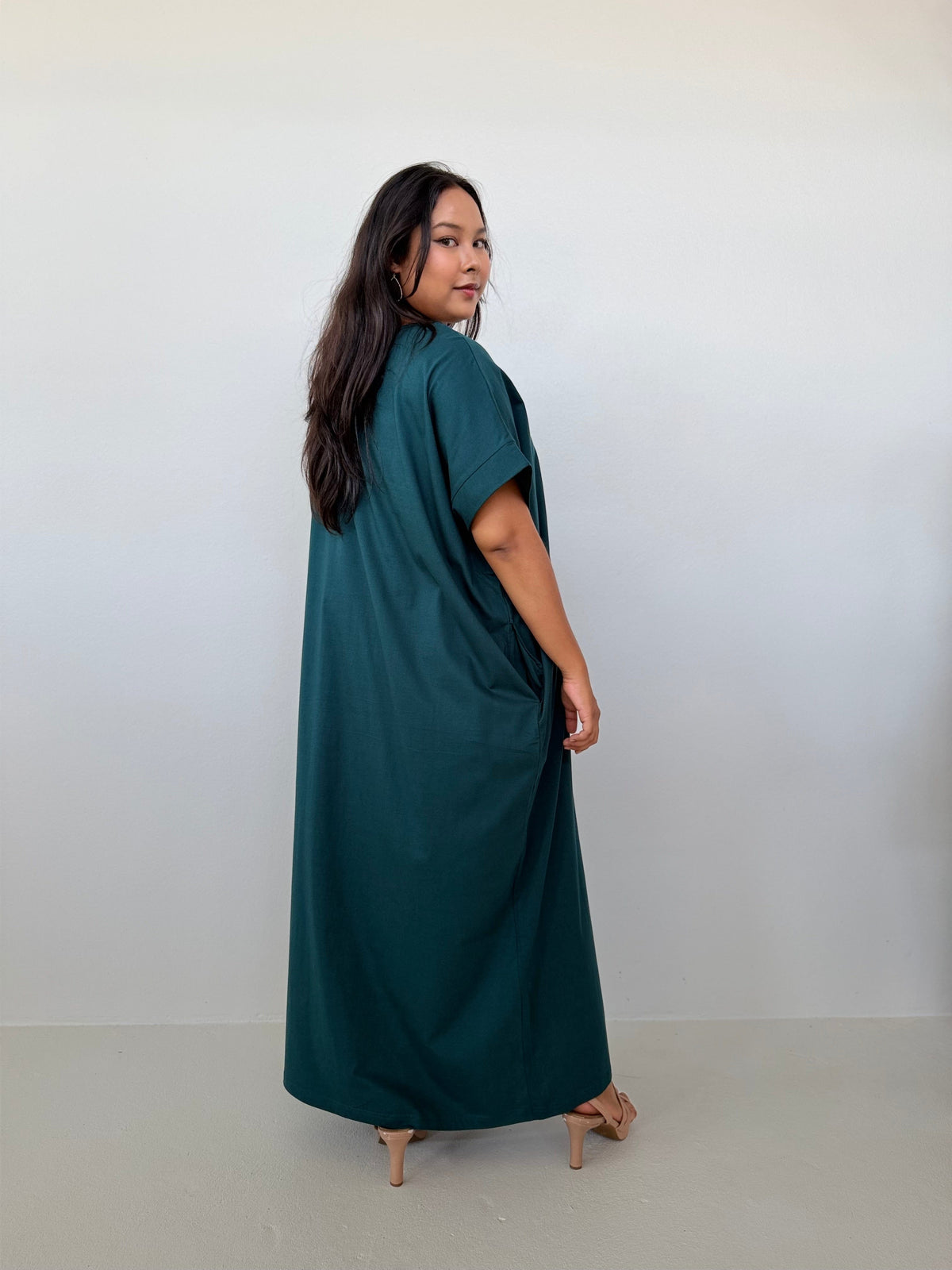 Mala Handworks Alice Jersey Cotton Kaftan in Petrol