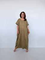 Mala Handworks Alice Jersey Cotton Kaftan in Olive Tie Dye
