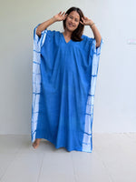 Mala Handworks Indigo Cotton Kaftan in White Frame