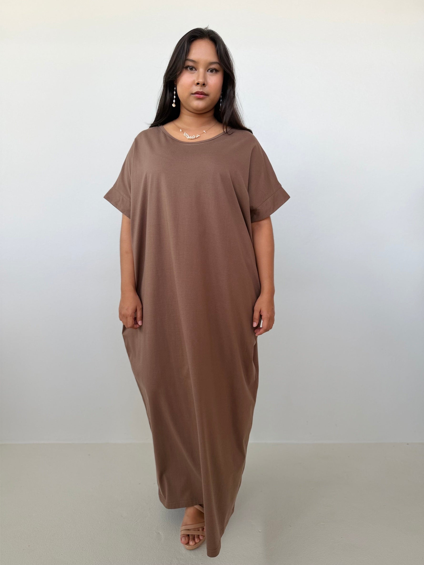 Mala Handworks Alice Jersey Cotton Kaftan in Mocha
