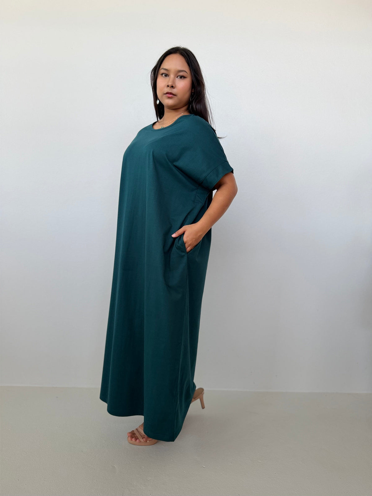 Mala Handworks Alice Jersey Cotton Kaftan in Petrol